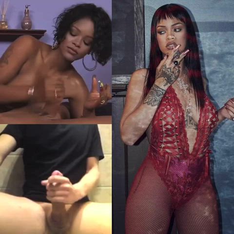 nsfw babecock cumshot ebony celebrity rihanna handjob bwc gif