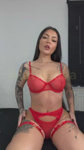 brunette lingerie tattoo gif