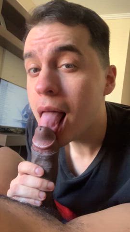 Sucking a big black cock