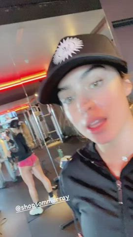 Her glistening face and the ass in the mirror?