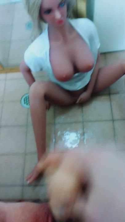 What a filthy little doll slut, she loves taking my squirt all over her!