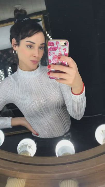 Brunette Dress Selfie gif
