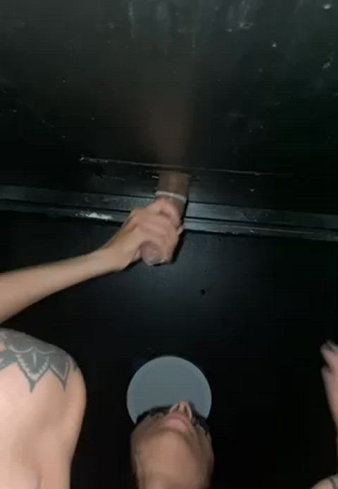 Draining a bbc at the gloryhole😊