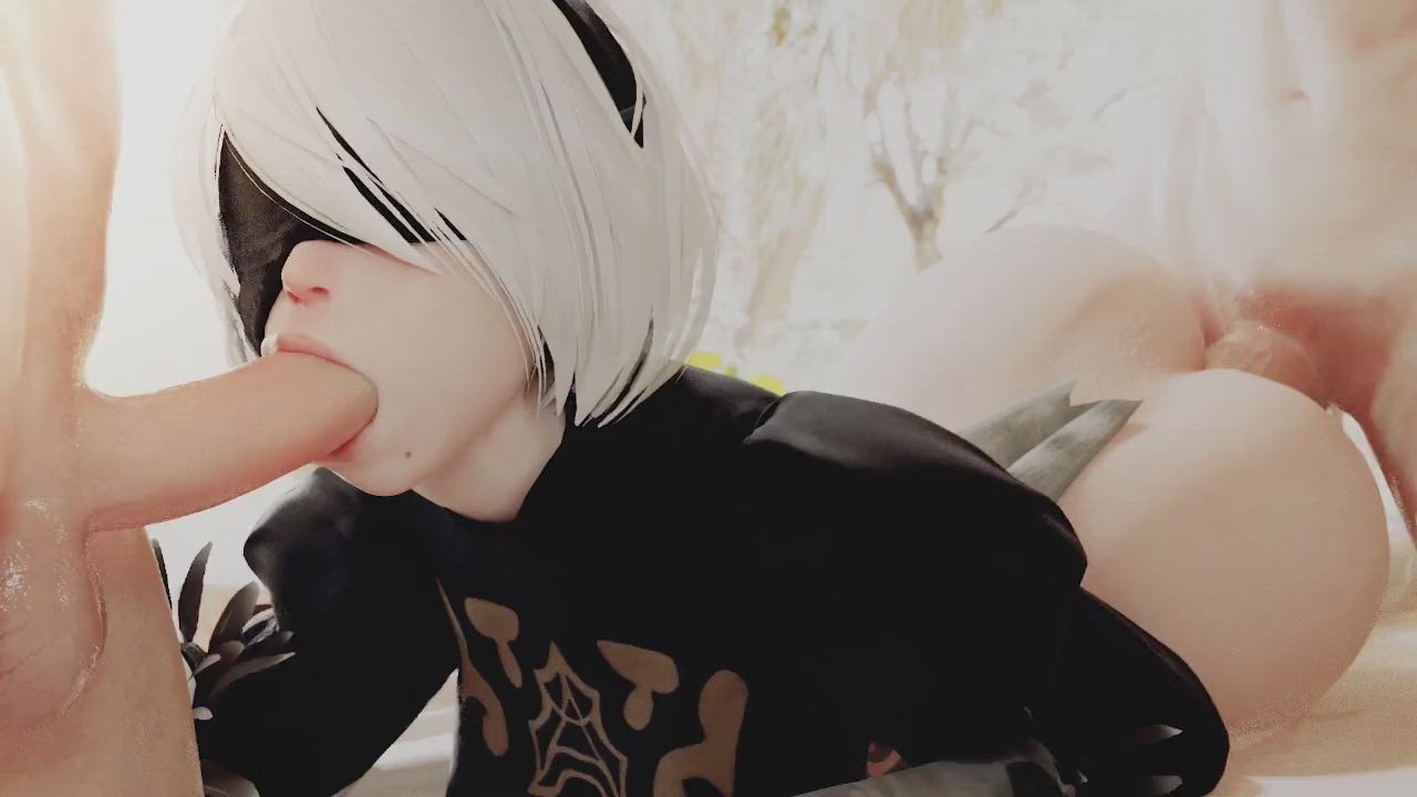 Animation Blindfolded Blowjob Pronebone Spitroast gif