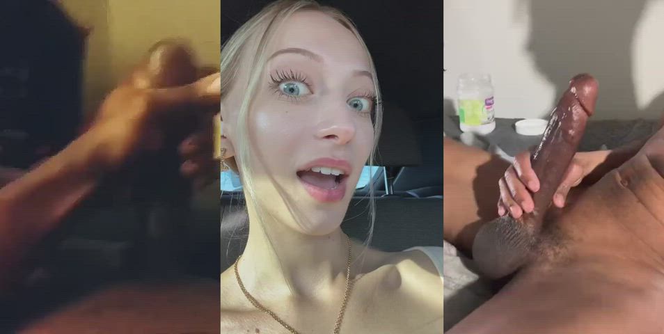 bbc bbc slut babe babecock blonde blue eyes cum cumshot tiktok gif