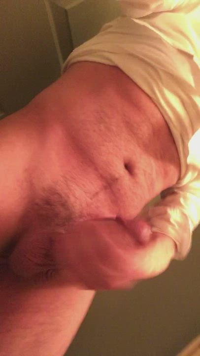 Shooting a forceful load - listen to my cum splash on the floor