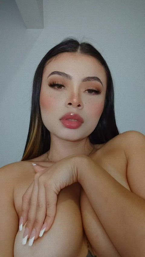 ahegao boobs latina spit gif