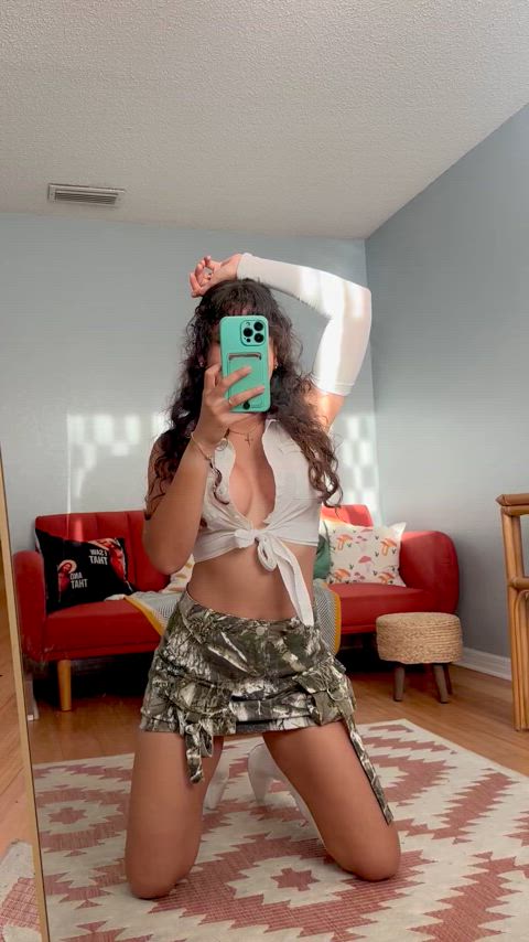 big tits brunette cleavage skirt slut sub submission submissive tits gif
