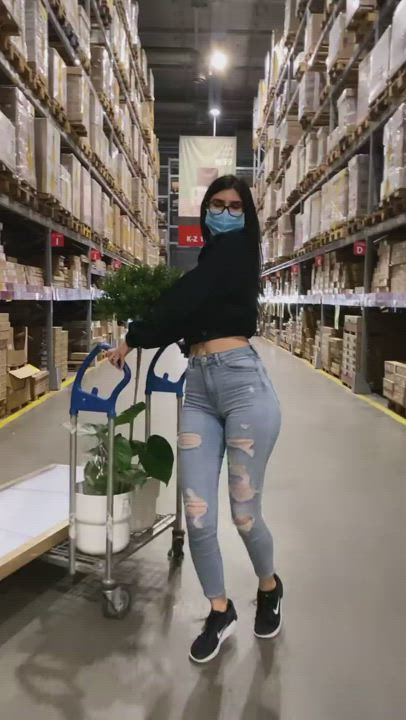 Brunette Dancing Jeans gif