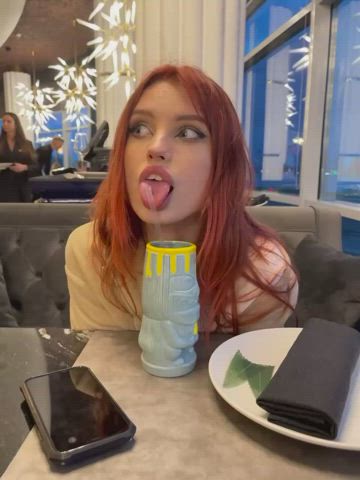 amateur dancing redhead russian teen tiktok tongue fetish gif