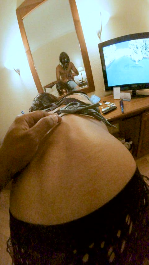 Cheeky face reveal as daddy pounds me from behind. If you know who I am, DM me with