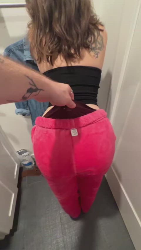 ass big ass degrading humiliation panties redhead wedgie bubble-butt changing-rooms