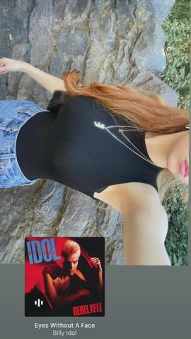 barely legal big tits clothed redhead gif