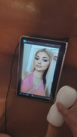 Hot cumshot for this blonde slut