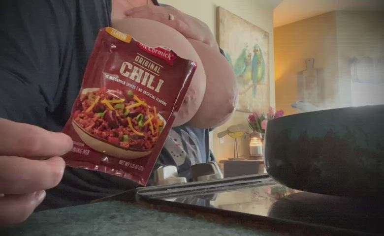 huge tits kitchen milf nipple play nipples onlyfans tease voyeur gif