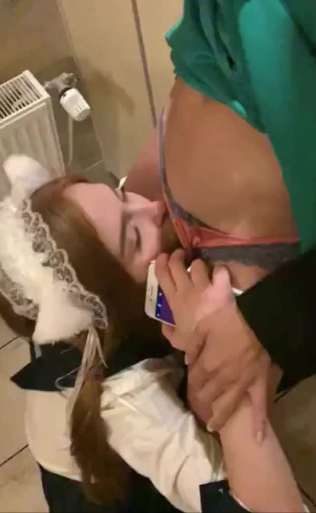 Lesbians in public restroom