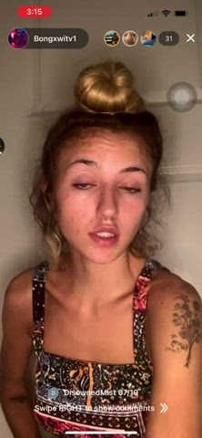 Flashing Natural Tits Nipple Piercing Nipslip Tits White Girl gif
