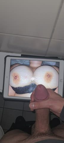 big tits cum cumshot male masturbation tribute gif