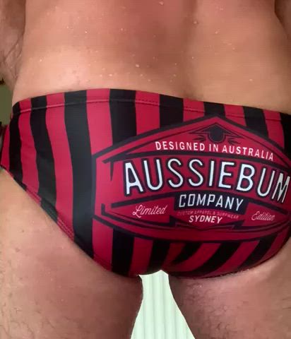 [57] Trying on and peeling off my new swimming trunks