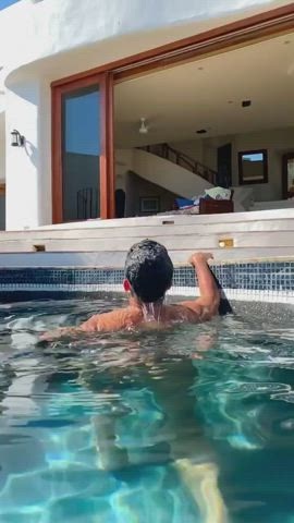 Bubble Butt Gay Pool Slow Motion Thong Wet gif