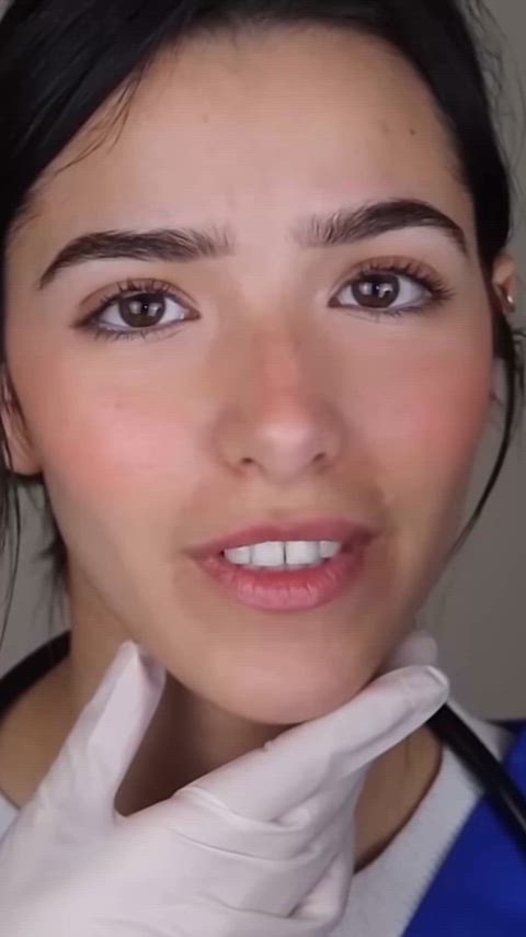 asmr ahegao bimbo brunette nurse tongue fetish gif
