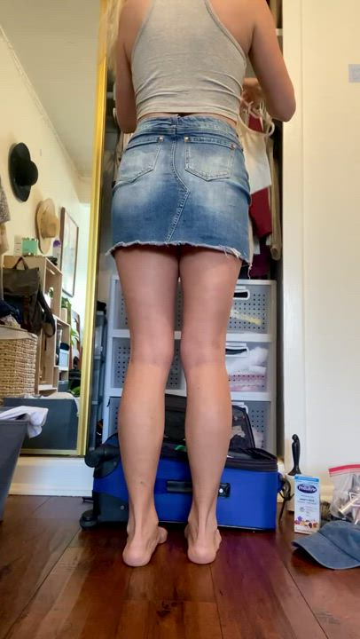 Unpacking my suitcase. I ran out of panties on my trip.