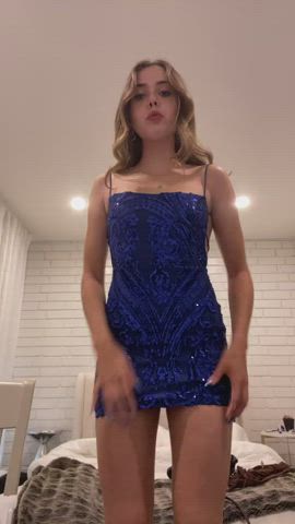 18 years old big ass blonde cute dress lipstick petite tanned teen tiktok gif