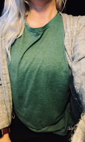 tits titty drop work milf gif