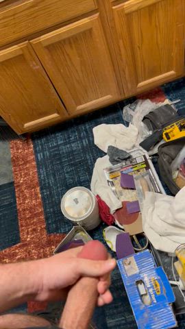 Construction workers left their stuff at my job again. Had to cum on it.