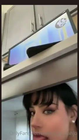 blowjob brunette green eyes gif