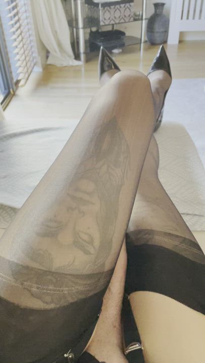Nylons and a peekaboo dick