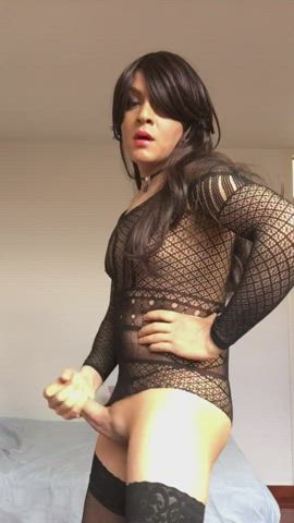 bodysuit crossdressing jerk off lingerie gif
