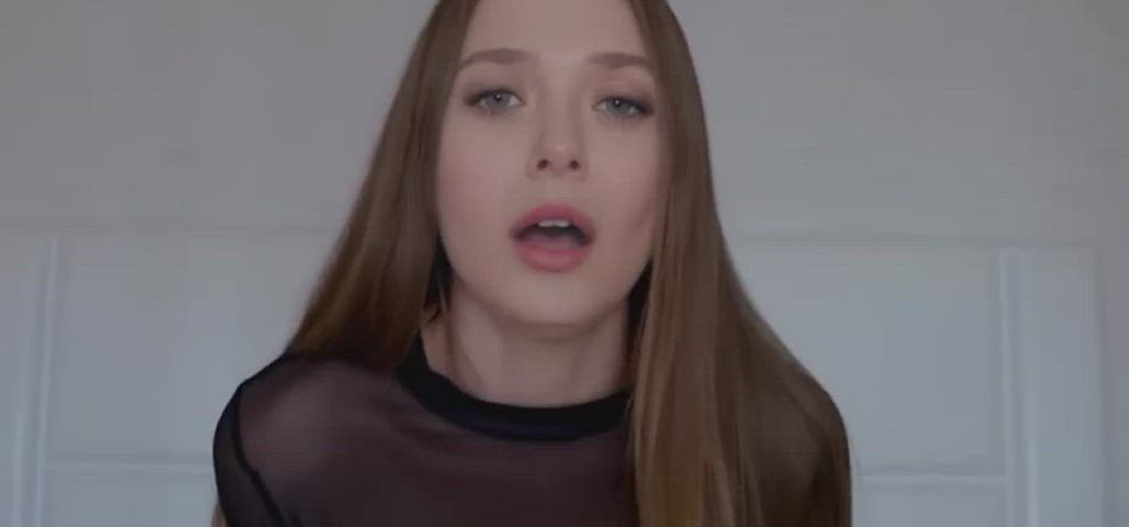 Babe Celebrity Elizabeth Olsen Fake Orgasm Seduction Sensual gif