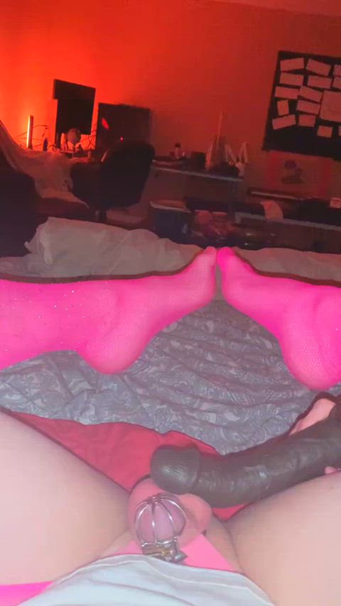 bussy caged chastity femboy hypno pink sissy sissy slut gif