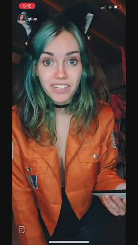 accidental big tits nipple nipple piercing nipslip tiktok tits gif