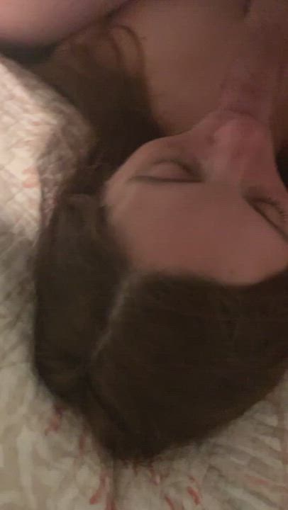 Amateur Blowjob Brunette Cock Deepthroat Real Couple gif
