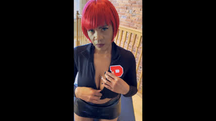 big tits cosplay ebony pov pornstar stripping teasing gif