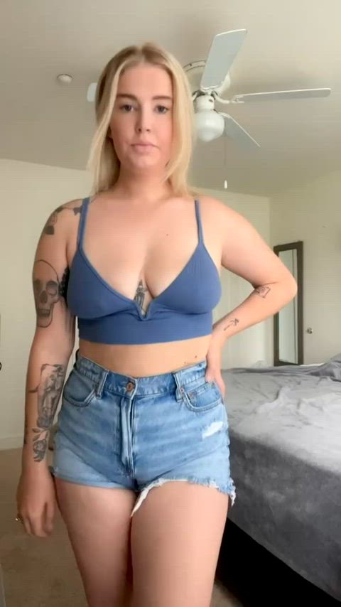 blonde boobs findom milf gif