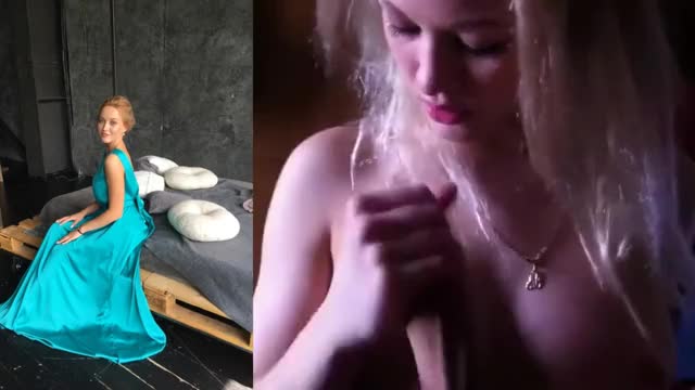 Russian student with beautiful tits does blowjob