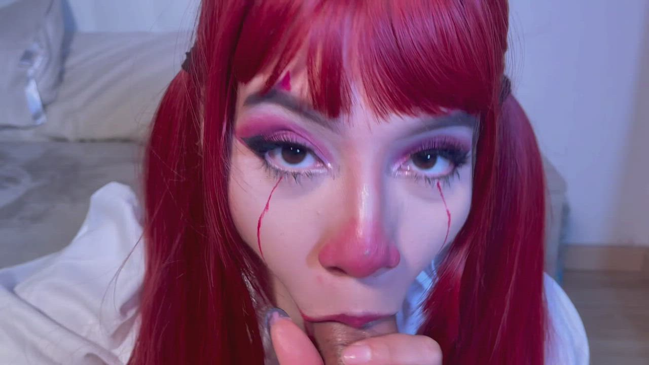 Asian Blowjob Cosplay Halloween Redhead Teen gif