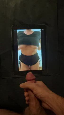 big tits cum covered fucking cumshot tit worship gif
