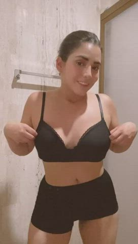 Brunette Tits Titty Drop gif