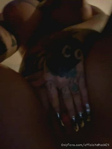 Clit Rubbing Ebony Female Masturbating Pussy Tattoo gif