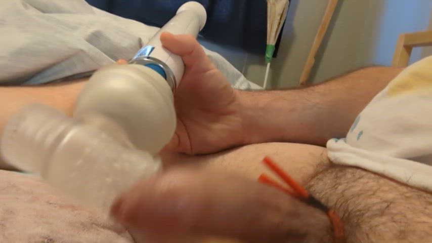 hitachi male masturbation moaning uncircumcised uncut vibrator gif