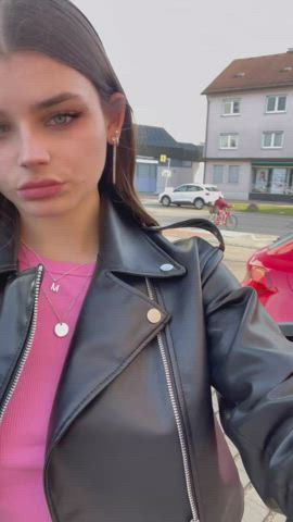 I love to play with my teen tits public... do you think the old lady behind me knew