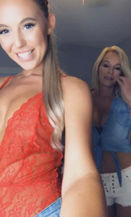 "mom" and daughter comparing bras