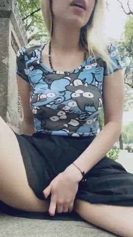 19 years old amateur flashing glasses natural tits nerd perky public voyeur gif