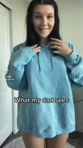 18 years old nsfw naked natural tits nude petite teen tiktok titty drop gif