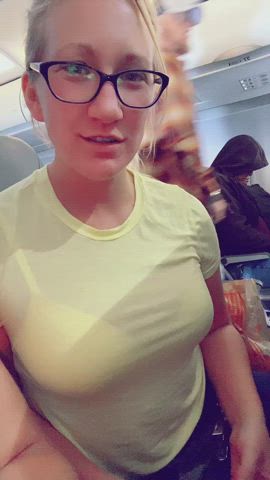 Double dared to flash my tits on the plane. How could I say no!