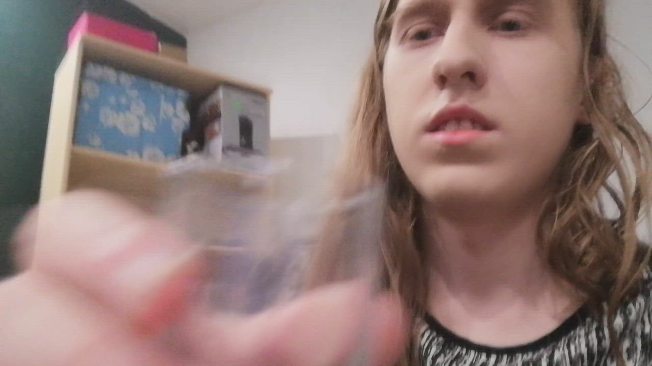 cum swallow sissy solo gif
